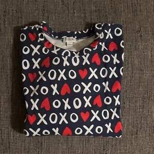 J. Crew Navy Sweater with Red and White XO Pattern NWOT. Super soft with stretch
